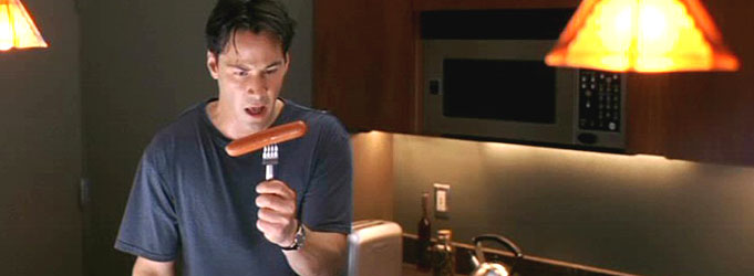 Nelson continues the time-honoured Keanu tradition of looking distressed at various foods. nelson moss
